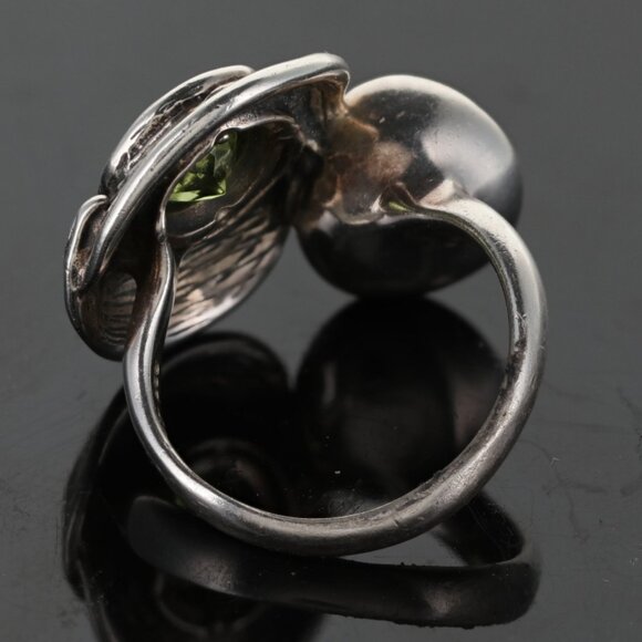 Hagit Gorali 925 Pearl and Peridot Silver Swirl Ring, 8.8gr, sz 7 - Picture 6 of 6